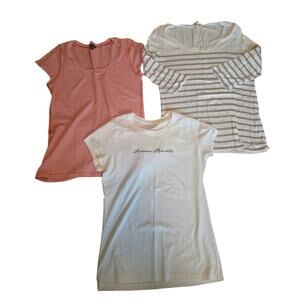 Banana Republic Ladies Lot of 3 Shirts Size Large  Orange White Gray - GUC
